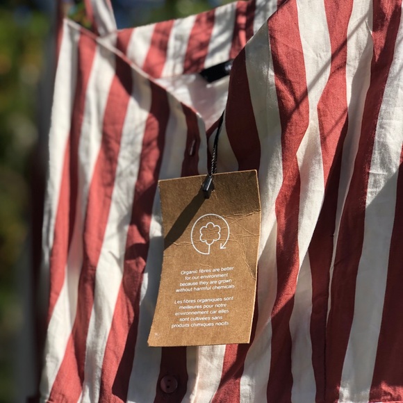 VERO MODA | XL | Masala Delta Button Red Striped Dress 100% Organic Cotton NWT - Picture 2 of 14